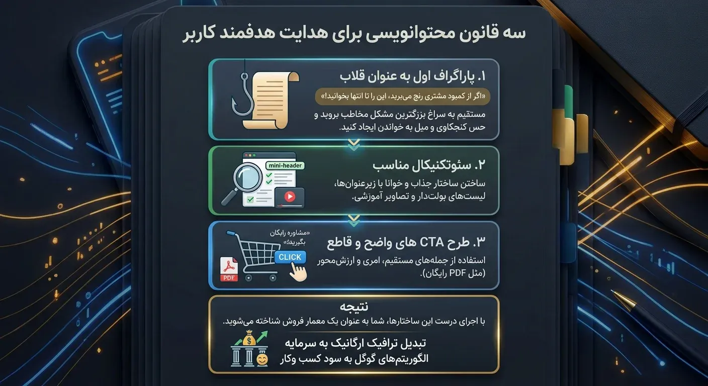 سه قانون محتوانویسی برای هدایت هدفمند کاربر