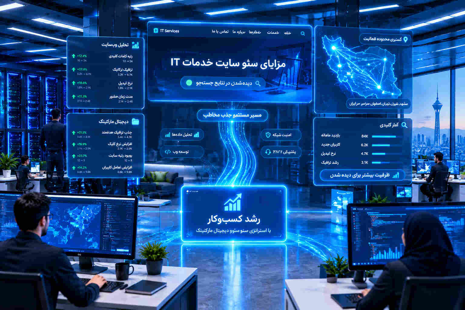 سئو سایت شرکت IT و پشتیبانی شبکه علاوه بر افزایش دیدهشدن سایت در نتایج جستوجوی گوگل، میتواند فرصتهای بیشتری برای جذب مشتریان جدید ایجاد کند.