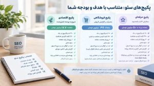 پکیجهای سئو سئوماتیک با تعرفه سئو شفاف؛ مقایسه امکانات و سرمایهگذاری ماهانه برای رشد هدفمند