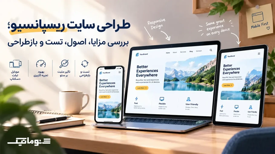 طراحی سایت ریسپانسیو؛ از نمایش سازگار صفحات در موبایل، تبلت و دسکتاپ تا بهبود تجربه کاربری، سئو و تست و بازطراحی سایت توسط سئوماتیک.